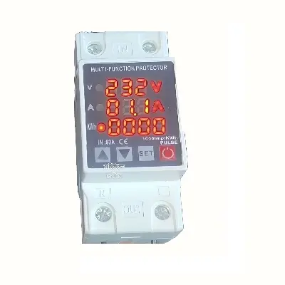 Picture of 63A 230V 3IN1 Voltage Current kWh Power Display Din rail adjustable over and under voltage device protector relay with over current protection 