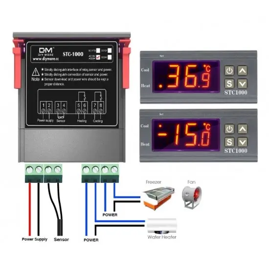 Picture of STC-1000 Temperature Controller AC 220V Heat Cool Temperature Control Module for Air Condition Cooler Egg Incubator 