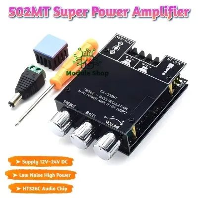 Picture of ZK-502MT Bluetooth 5.0 Subwoofer Amplifier Board 2.0 Channel 502MT 2*50W Power Audio Stereo Amplifier Board AUX Bass Treble AMP Similar ZK-502M CA-502MT 502MT 