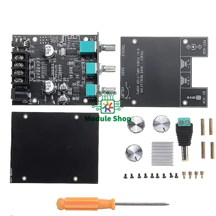 Picture of ZK-502MT Bluetooth 5.0 Subwoofer Amplifier Board 2.0 Channel 502MT 2*50W Power Audio Stereo Amplifier Board AUX Bass Treble AMP Similar ZK-502M CA-502MT 502MT 