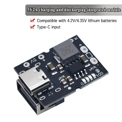 Picture of Type-C USB 5V 2A Boost Converter Step-Up Power Module Lithium Battery Charging Protection Board LED Display USB For DIY Charger 