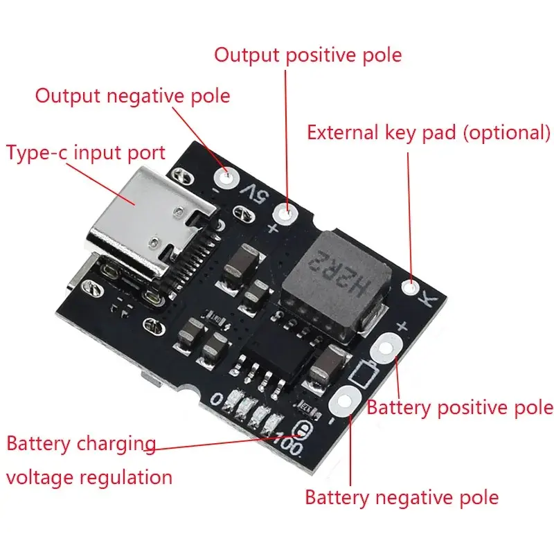Picture of Type-C USB 5V 2A Boost Converter Step-Up Power Module Lithium Battery Charging Protection Board LED Display USB For DIY Charger 