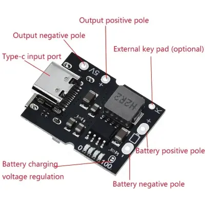 Picture of Type-C USB 5V 2A Boost Converter Step-Up Power Module Lithium Battery Charging Protection Board LED Display USB For DIY Charger 