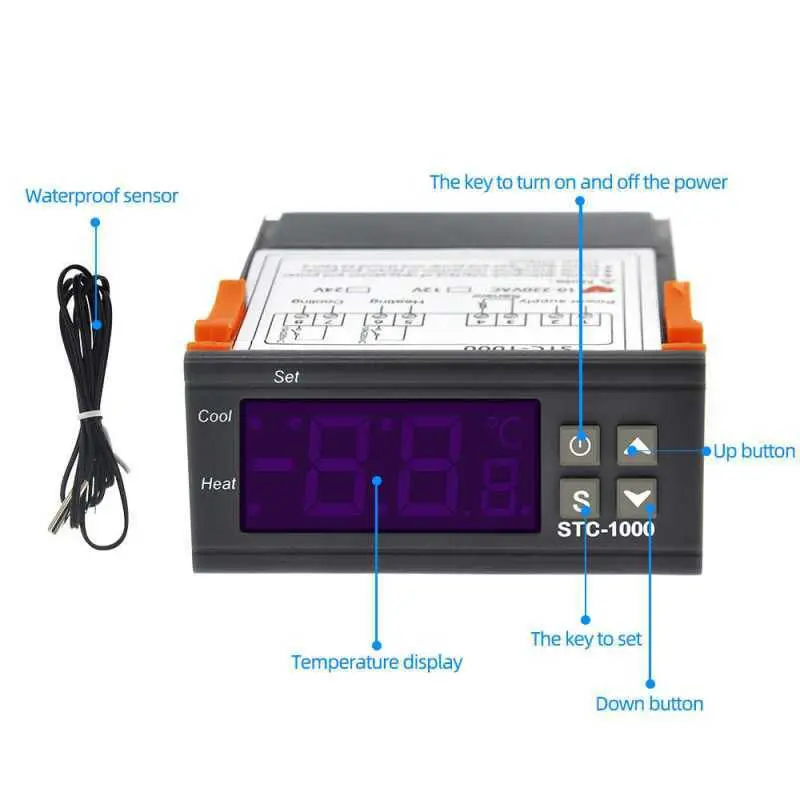 Picture of STC-1000 Temperature Controller AC 220V Heat Cool Temperature Control Module for Air Condition Cooler Egg Incubator 