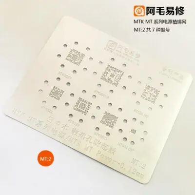 Picture of MT:1 MT2 MTK Mediatek Power IC Reballing Stencil Template For MT6311P MT6332P MT6328V MT6323LGA MT6165V MT6320 MT6176V  MT6329A MT6628QP Professional Phone Soldering Rework Repair MT:1 Reballing Stencil