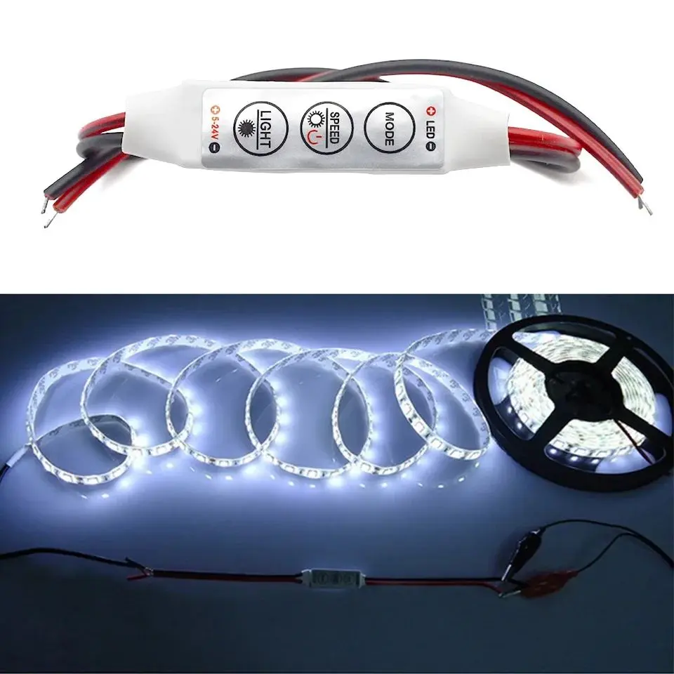 Picture of DC 12V 3 Keys Single Color Dimmer LED Controller Brightness Dimmer Switch For 5050 3528 5630 Led Strip Lamps Lighting 