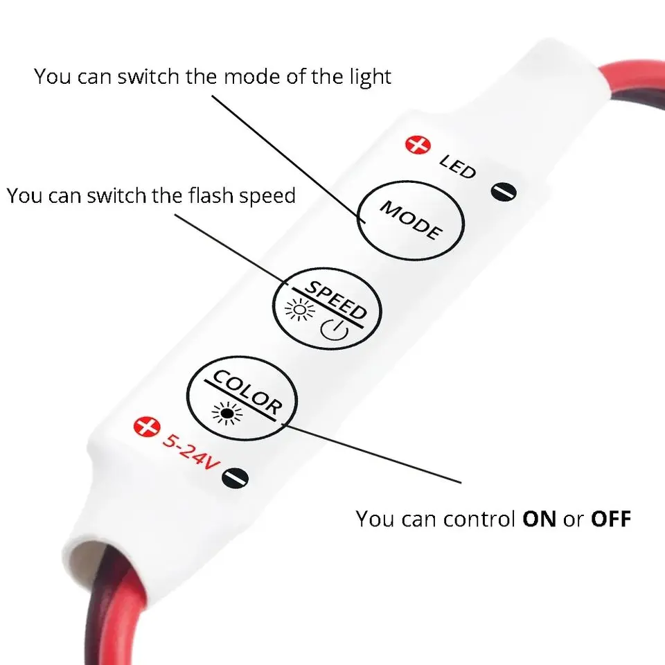 Picture of DC 12V 3 Keys Single Color Dimmer LED Controller Brightness Dimmer Switch For 5050 3528 5630 Led Strip Lamps Lighting 