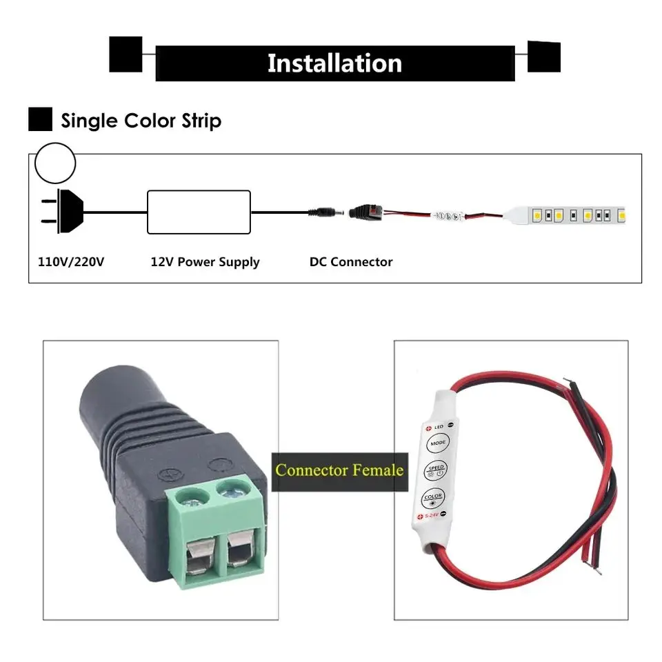 Picture of DC 12V 3 Keys Single Color Dimmer LED Controller Brightness Dimmer Switch For 5050 3528 5630 Led Strip Lamps Lighting 