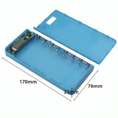 Picture of DIY Battery Charger Box for 8x18650 Power Bank Casing with Digital LED Display Circuit 5V 2A 2xUSB Output 2xCharging Port without Battery for Mobile Phone Charging 5V USB LED etc Random Color