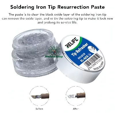 Picture of Soldering Iron Tip Refresher Non-stick Tin Solder Cream Clean Paste for Oxide Head Resurrection Oxidative Activator Similar Sunshine Relife RL-461 RL-461A Black