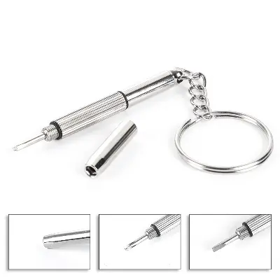Picture of 3 in 1 Aluminum Steel Eyeglass Screwdriver Sets with Keychain Screwdrivers for Sunglass Glasses Watch Repair Tool Kits 