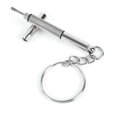 Picture of 3 in 1 Aluminum Steel Eyeglass Screwdriver Sets with Keychain Screwdrivers for Sunglass Glasses Watch Repair Tool Kits 
