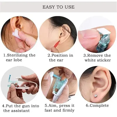 Picture of Safety Ear Piercing_Gun_Kit Disposable Disinfect Safety Earring Piercer Machine Nose Clip Body Jewelry Piercing Tool- Innovative 2 pcs