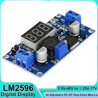 Picture of LM2596 DC Buck Module + LED Display Voltmeter 3A Adjustable Step Down Converter for Diy Power WiFi Router Onu Blue