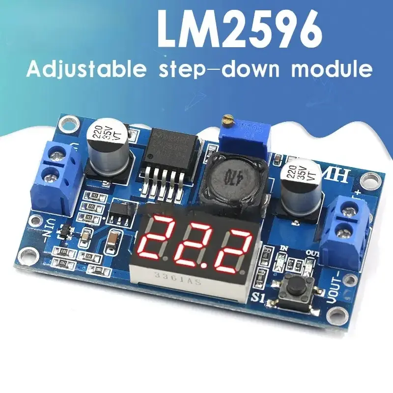 Picture of LM2596 DC Buck Module + LED Display Voltmeter 3A Adjustable Step Down Converter for Diy Power WiFi Router Onu Blue