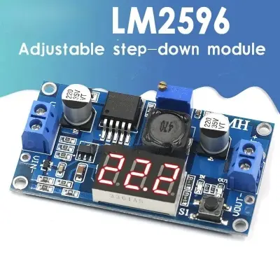 Picture of LM2596 DC Buck Module + LED Display Voltmeter 3A Adjustable Step Down Converter for Diy Power WiFi Router Onu Blue