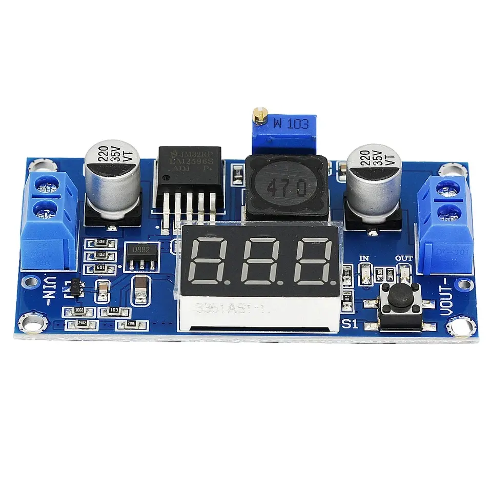 Picture of LM2596 DC Buck Module + LED Display Voltmeter 3A Adjustable Step Down Converter for Diy Power WiFi Router Onu Blue