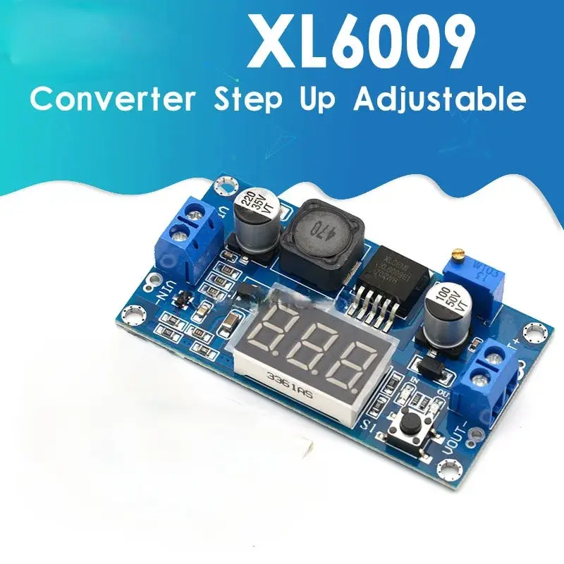 Picture of XL6009 LED Display DC Step Up Converter 4A Adjustable with LED Voltmeter to Make a Mini DC Ups for WiFi Router Onu Diy Power XL6009