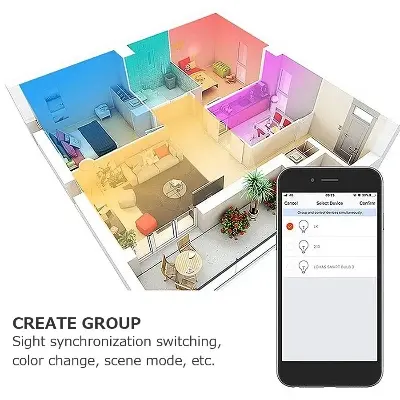 Picture of GU10 Smart LED Bulb Compatible With Alexa Google Siri 5W 2700K-6500K Dimmable Wi-Fi Light Bulbs Music Timer RGBCW Color Changing GU10 5W RGB Bluetooth