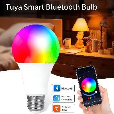 Picture of 220V E27 Bluetooth Smart Bulb 9W Color Changeable LED RGB Lamp Dimmable Smart Life APP Control Timer Function 