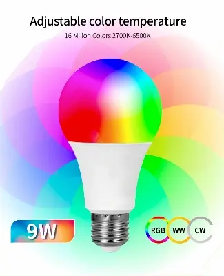 Picture of 220V E27 Bluetooth Smart Bulb 9W Color Changeable LED RGB Lamp Dimmable Smart Life APP Control Timer Function 