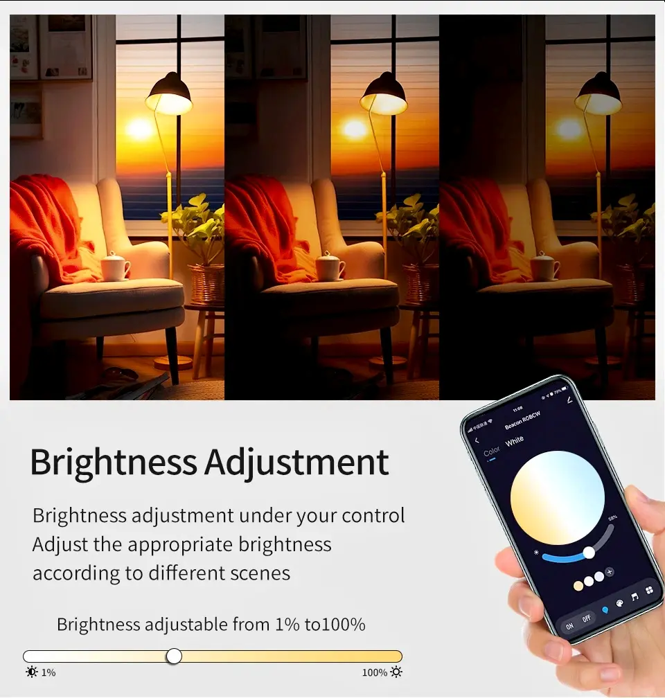 Picture of 220V E27 Bluetooth Smart Bulb 9W Color Changeable LED RGB Lamp Dimmable Smart Life APP Control Timer Function 