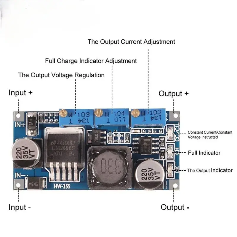 Picture of LM2596 LED Driver DC-DC Step-down Adjustable CC/CV Power Supply Module Battery Charger

Adjustable LM2596S Constant Current Multi