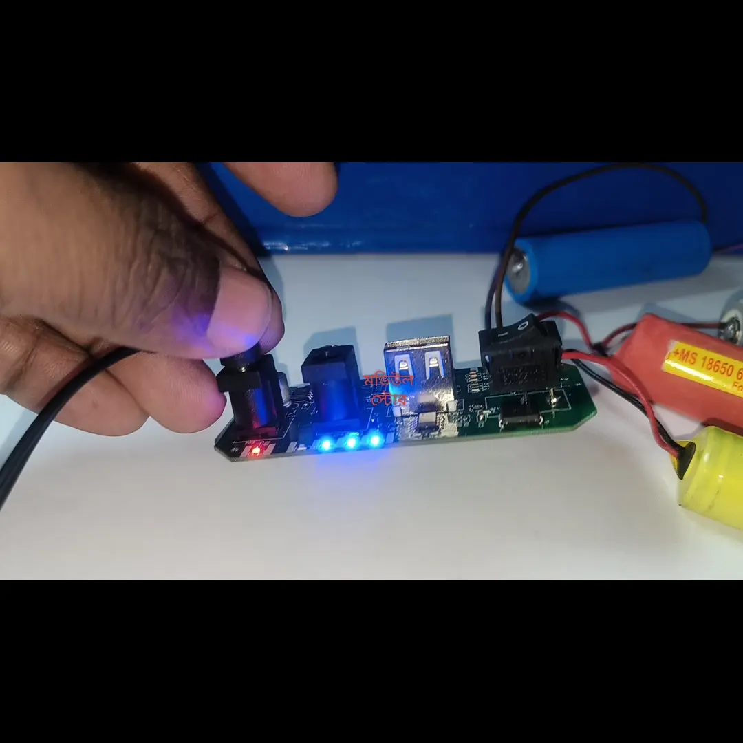 Picture of DC UPS Circuit USB 5V 12V Output Power Supply Module Board from 4x3.7V 12V Li-ion Battery Input & Battery Charging Input 16V Continues Backup for WiFi 12V Router 5V Onu Multicolor