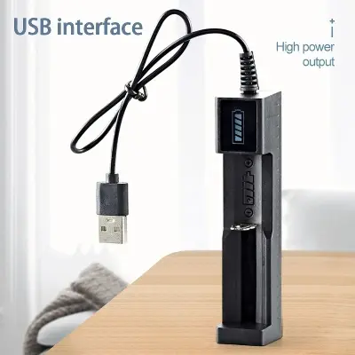 Picture of Usb Smart Single Slot Charger 18650 Lithium Charger Small Fan Flashlight Battery Charging Adapter With Indicator Light 