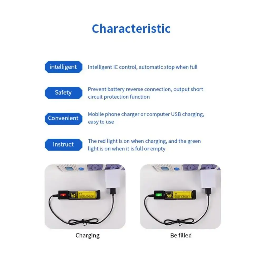 Picture of Usb Smart Single Slot Charger 18650 Lithium Charger Small Fan Flashlight Battery Charging Adapter With Indicator Light 