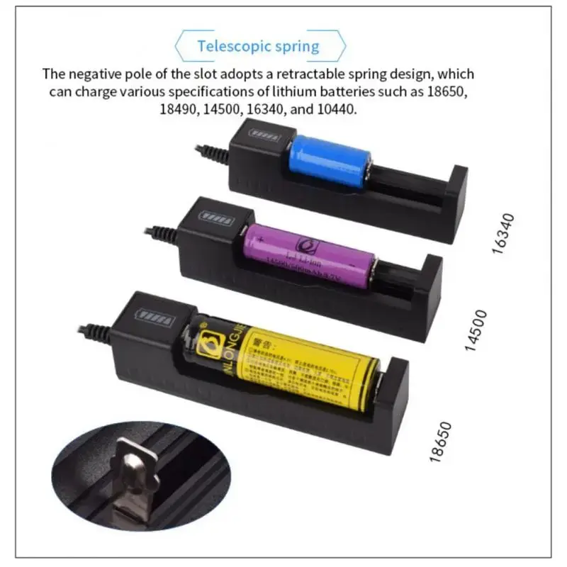 Picture of Usb Smart Single Slot Charger 18650 Lithium Charger Small Fan Flashlight Battery Charging Adapter With Indicator Light 
