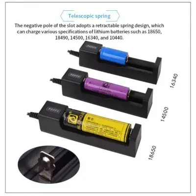 Picture of Usb Smart Single Slot Charger 18650 Lithium Charger Small Fan Flashlight Battery Charging Adapter With Indicator Light 