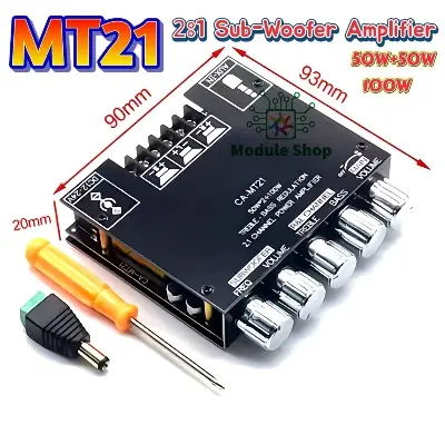 Picture of MT21 Bluetooth 5.0 Subwoofer Amplifier Board 50WX2+100W 2.1 Channel Power Audio Stereo Amplifier Tone Board Bass AMP AUX Donestic Chip similar CA-MT21 ZK-MT21 Black