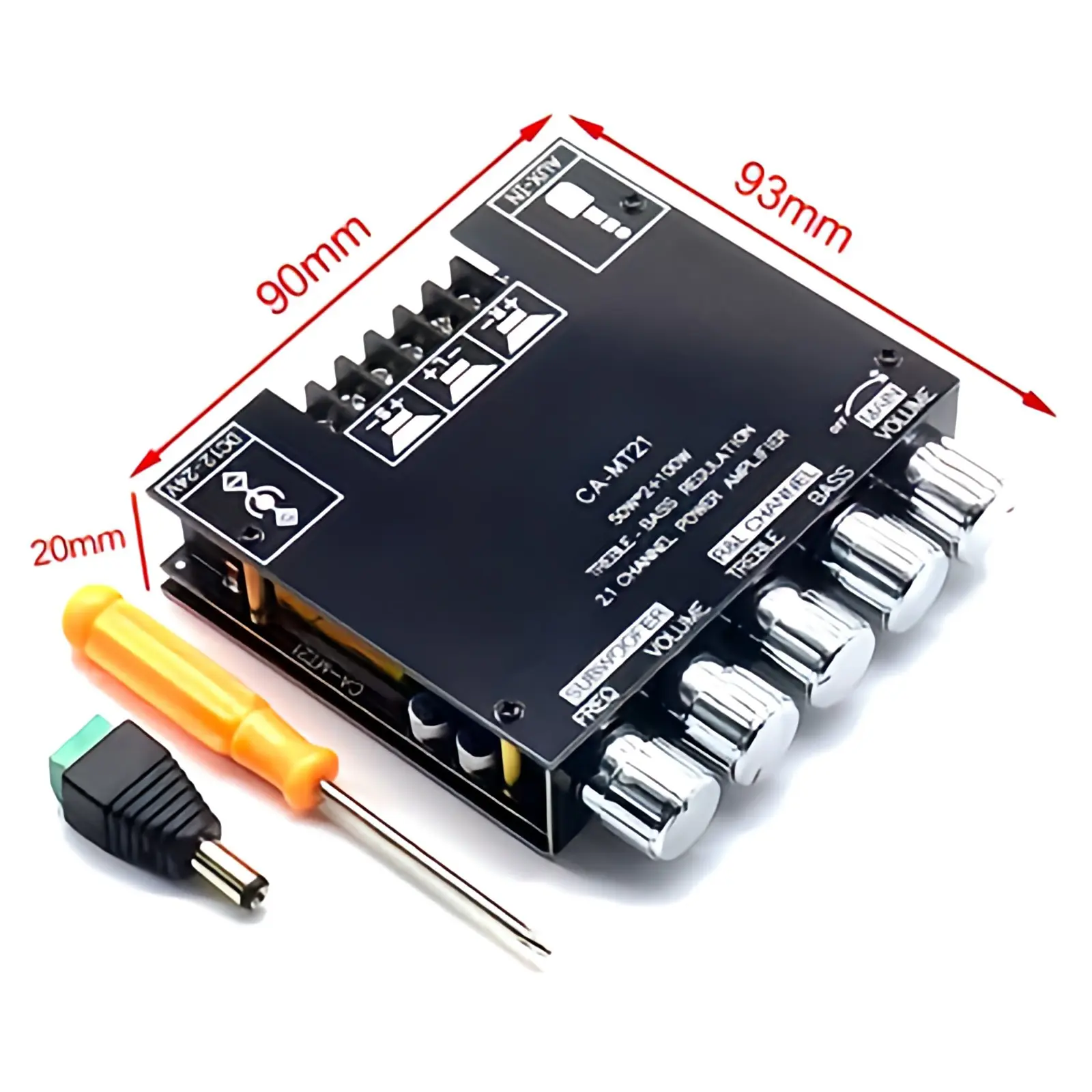 Picture of MT21 Bluetooth 5.0 Subwoofer Amplifier Board 50WX2+100W 2.1 Channel Power Audio Stereo Amplifier Tone Board Bass AMP AUX Donestic Chip similar CA-MT21 ZK-MT21 Black