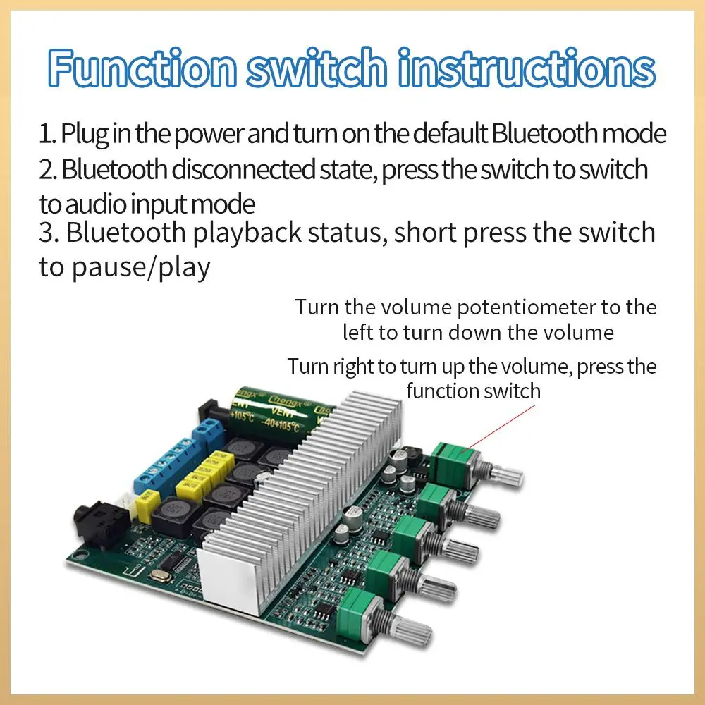 Picture of CA-3169B 2.1 Channel 2 x TPA3116 32 Pin Flagship Audio Chip Subwoofer Amplifier Board High Power Bluetooth Audio Amplifier Board 50W+50W+100W 12V~24V 10A Multicolor