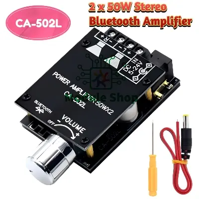 Picture of CA-502L Audio Amplifier DIY Bluetooth 5.0 High Power Digital Stereo Amplifier 50WX2 502L with Back Sheel Bluetooth Home Theater Sound System Multicolor