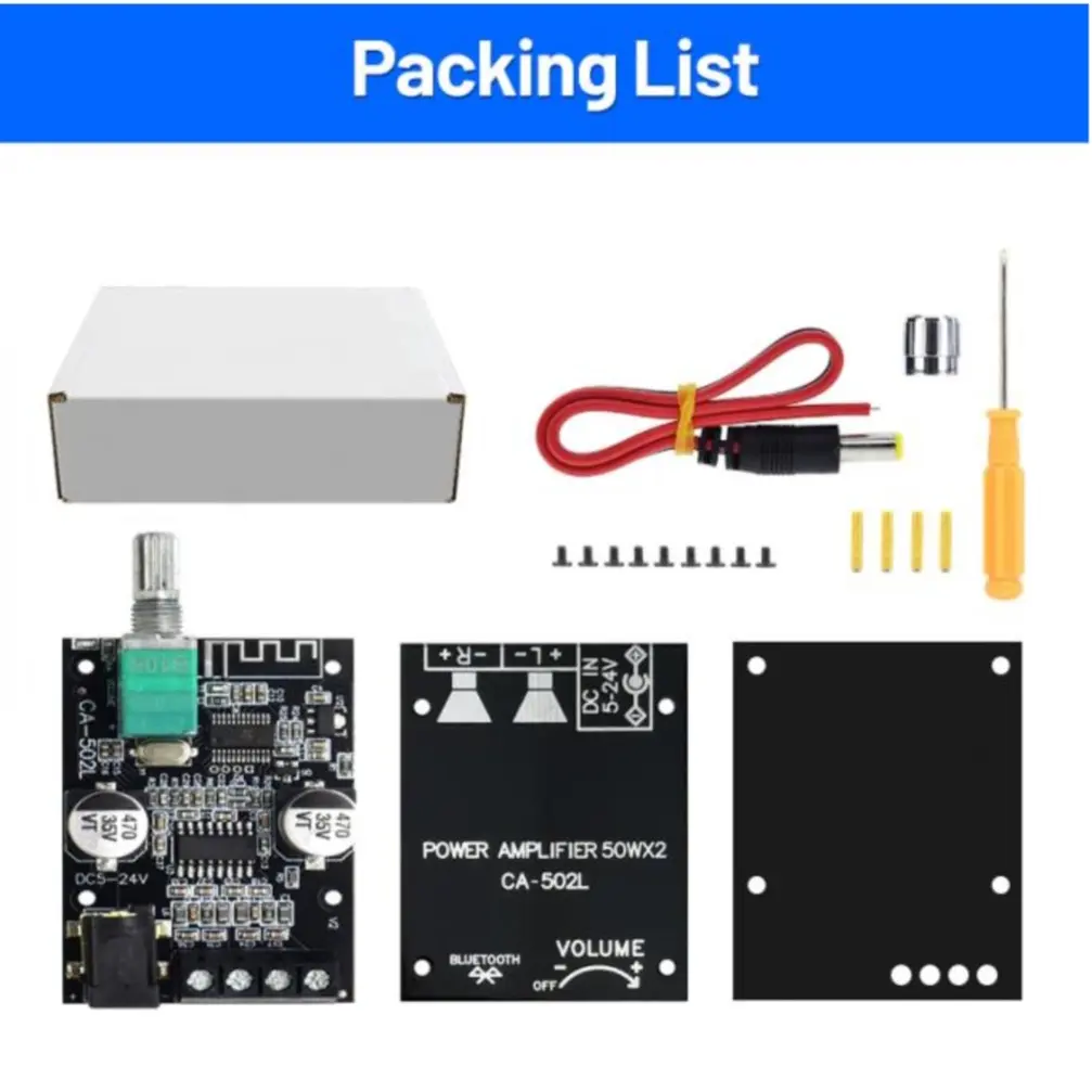 Picture of CA-502L Audio Amplifier DIY Bluetooth 5.0 High Power Digital Stereo Amplifier 50WX2 502L with Back Sheel Bluetooth Home Theater Sound System Multicolor