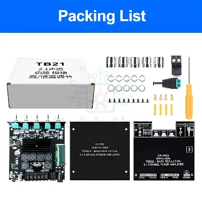 Picture of TB21 TPA3116D2 Flagship Chip Bluetooth 5.0 Subwoofer Digital Amplifier Board 2x50W+100W 2.1 Channel Power Audio Stereo Bass AMP for Home Theater Sound System with Filter similar CA-TB21 ZK-TB21 