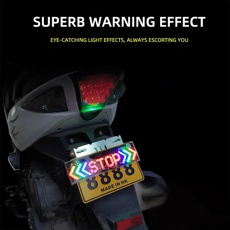 Picture of LED Motorcycle brake Light DRL Flash STOP Indicator Lamp RGB Moto Brake Turn Signal Driving Taillight Warning Day Light Stop