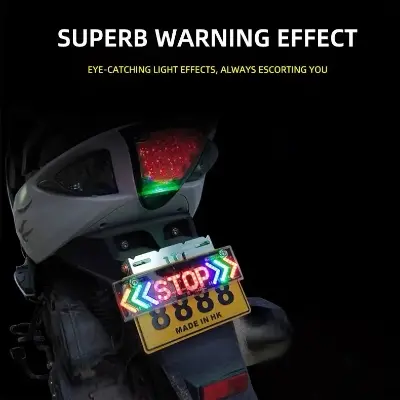 Picture of LED Motorcycle brake Light DRL Flash STOP Indicator Lamp RGB Moto Brake Turn Signal Driving Taillight Warning Day Light Stop