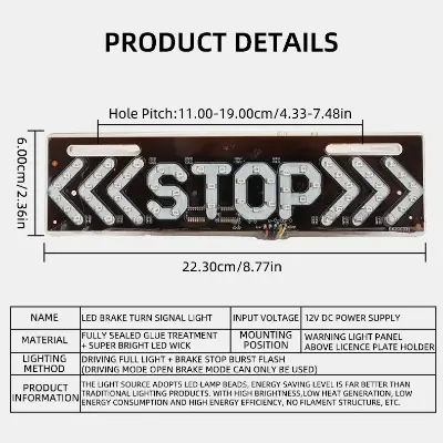 Picture of LED Motorcycle brake Light DRL Flash STOP Indicator Lamp RGB Moto Brake Turn Signal Driving Taillight Warning Day Light Stop