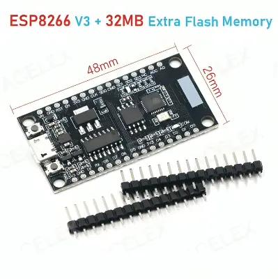 Picture of NodeMCU V3 Lua WIFI module integration of ESP8266 + Extra memory 32M Flash USB-serial CH340G 