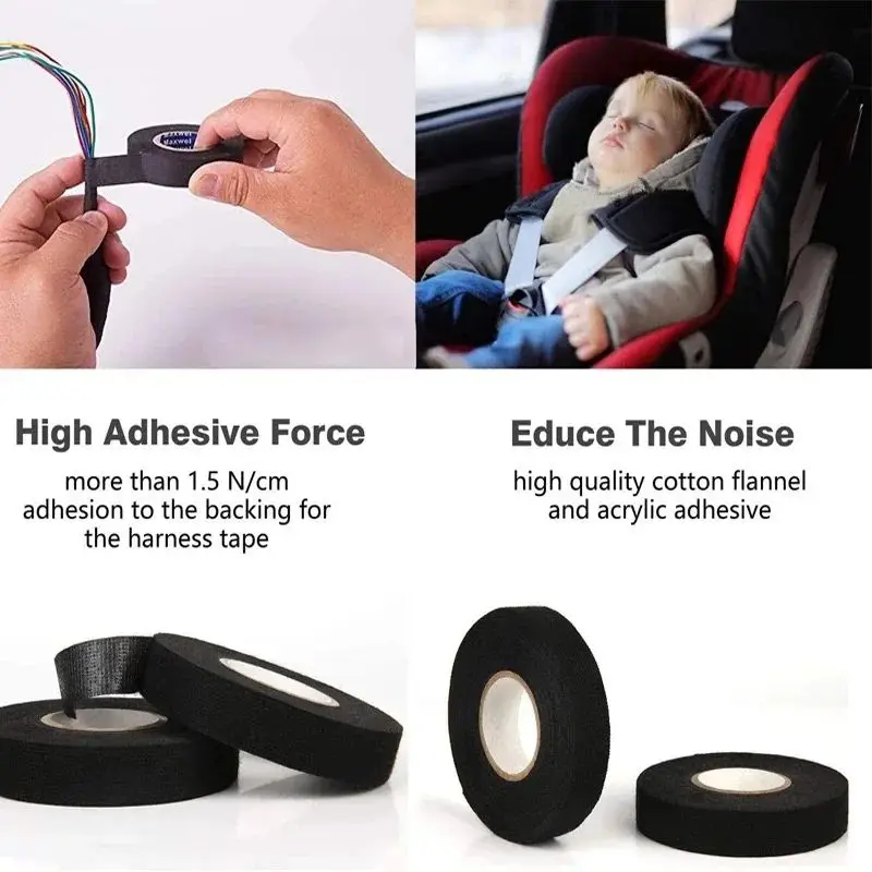 Picture of Wire Cable Cloth Tape 9mm x 15m TV Harness Wiring Fabric Loom Household Electrical Heat Tape Hyperthermia Resistant Wiring Bundle Tape 9mmx15m