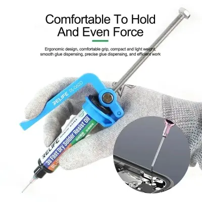 Picture of Relife RL-062D 5cc-10cc Manual Glue Gun Solder Paste Welding Oil Needle Barrel Extruder Glue Gun Propulsion Push Rod Multicolor
