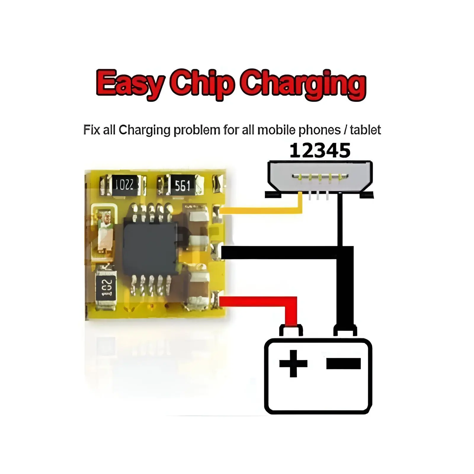 Picture of ECC Easy Chip Charge Fix All Charger

Problem For All Mobile Phones & Tablets

PCB &IC Problem Not Charger Good Working BQ-24090 Multi
