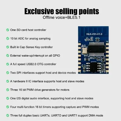 Picture of HLK-V51 Al Offline Voice Bluetooth Module Smart Voice Control Switch Module For Smart Home Appliances Security And Lighting Green