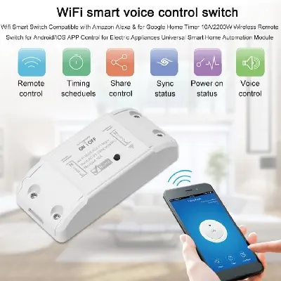 Picture of 10A Mini WiFi Smart Switch Cozylife App Remote Control Timer Support 1 Way White