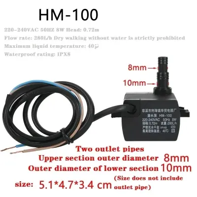 Picture of HM-100 Air Conditioning Fan Accessories Submersible Pump Cold Fan Water Pump Chiller Suction Pump 8W Universal Type Black