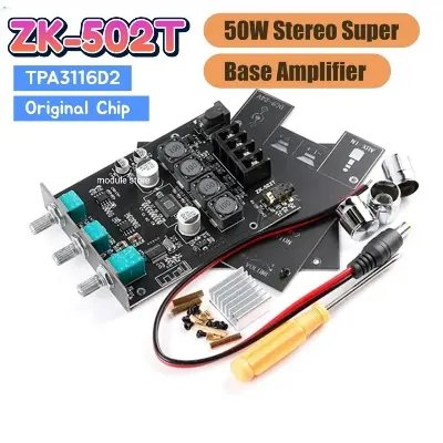 Picture of ZK-502T TPA3116D2 Bluetooth-compatible 5.0 Subwoofer Amplifier Board 2.0 Channel High Power Audio Stereo 2*50W Bass AMP Black