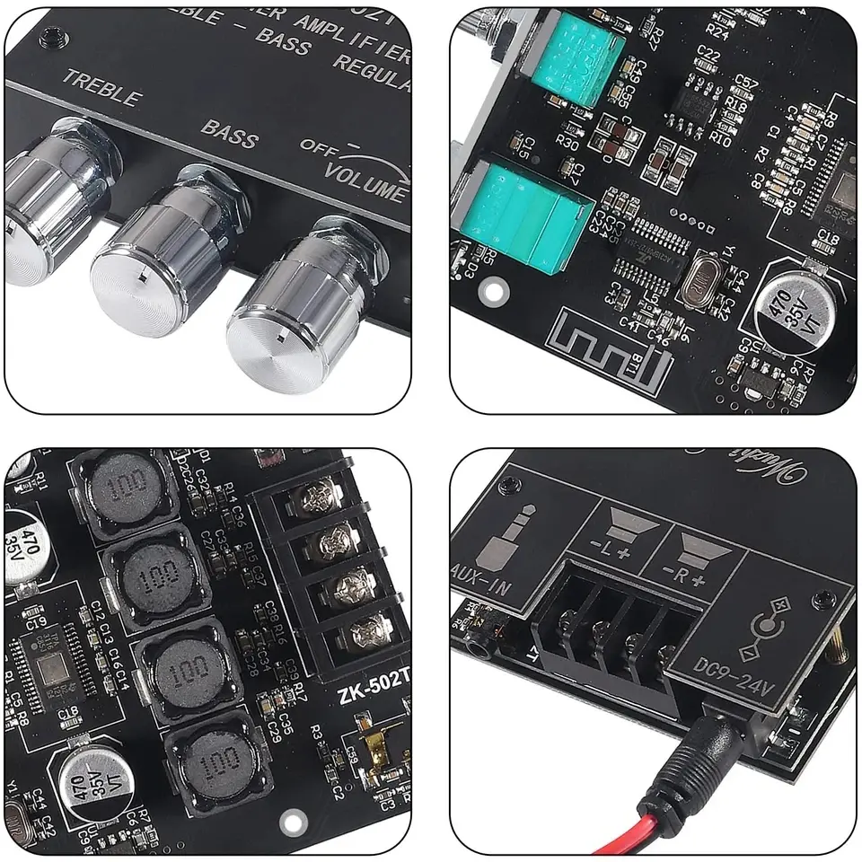 Picture of ZK-502T TPA3116D2 Bluetooth-compatible 5.0 Subwoofer Amplifier Board 2.0 Channel High Power Audio Stereo 2*50W Bass AMP Black